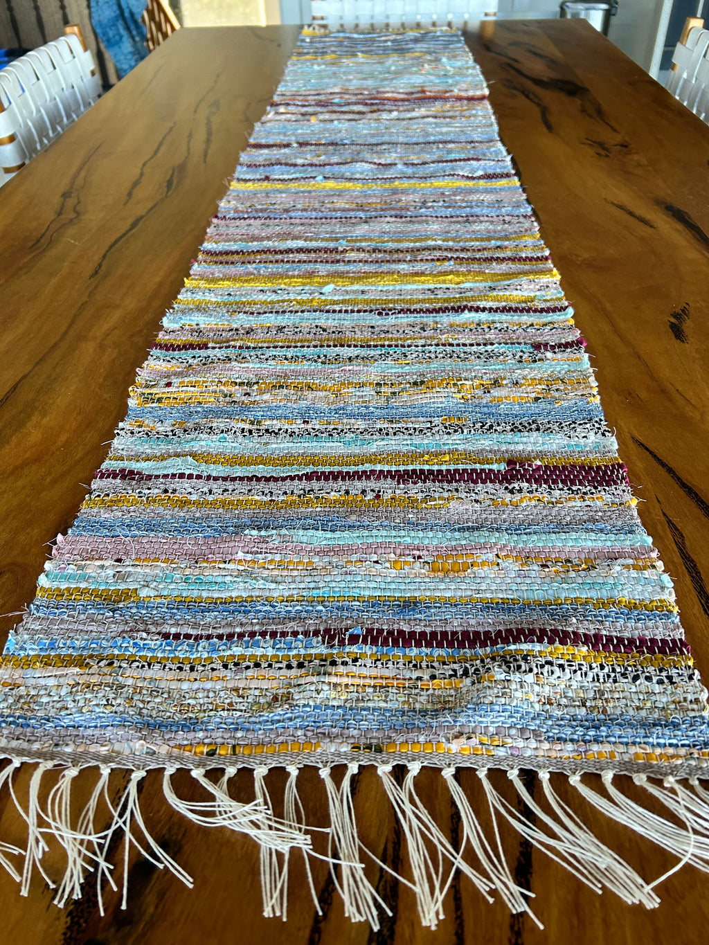 Woven remnant table runner